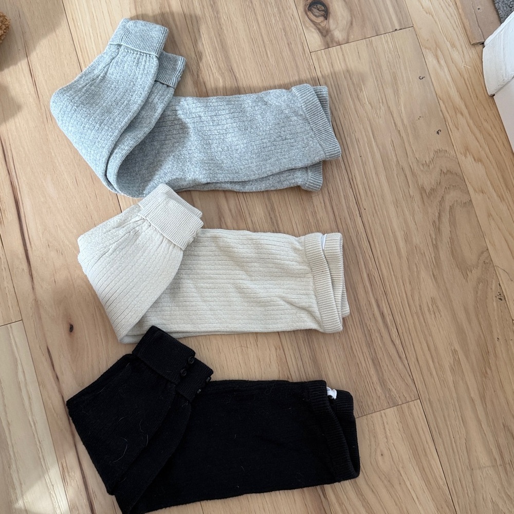 Black and Cream Ribbed Leggings
